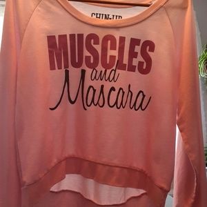 Light Weight Half Crop Sweatshirt Size Large Pink